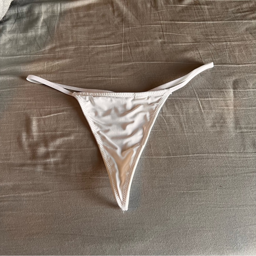 White womens silky g-string thong